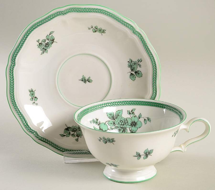 Green Bloom (Green Trim) Footed Cup & Saucer Set by Rosenthal - Continental-1
