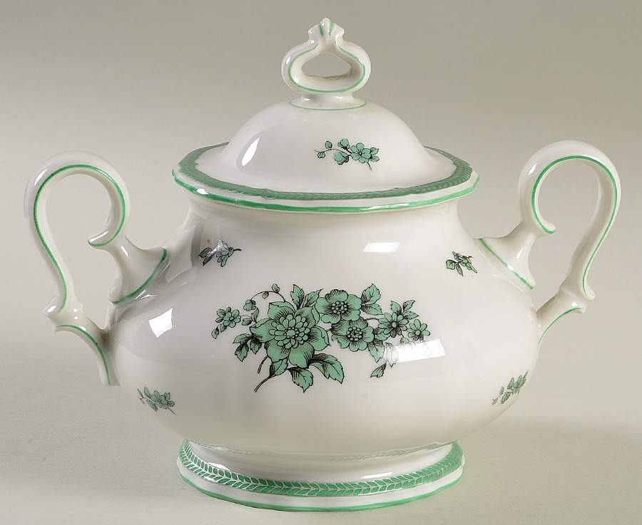 Green Bloom (Green Trim) Sugar Bowl & Lid by Rosenthal - Continental-1