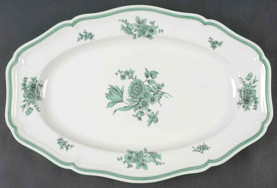 Green Bloom (Green Trim) 15" Oval Serving Platter by Rosenthal - Continental-1