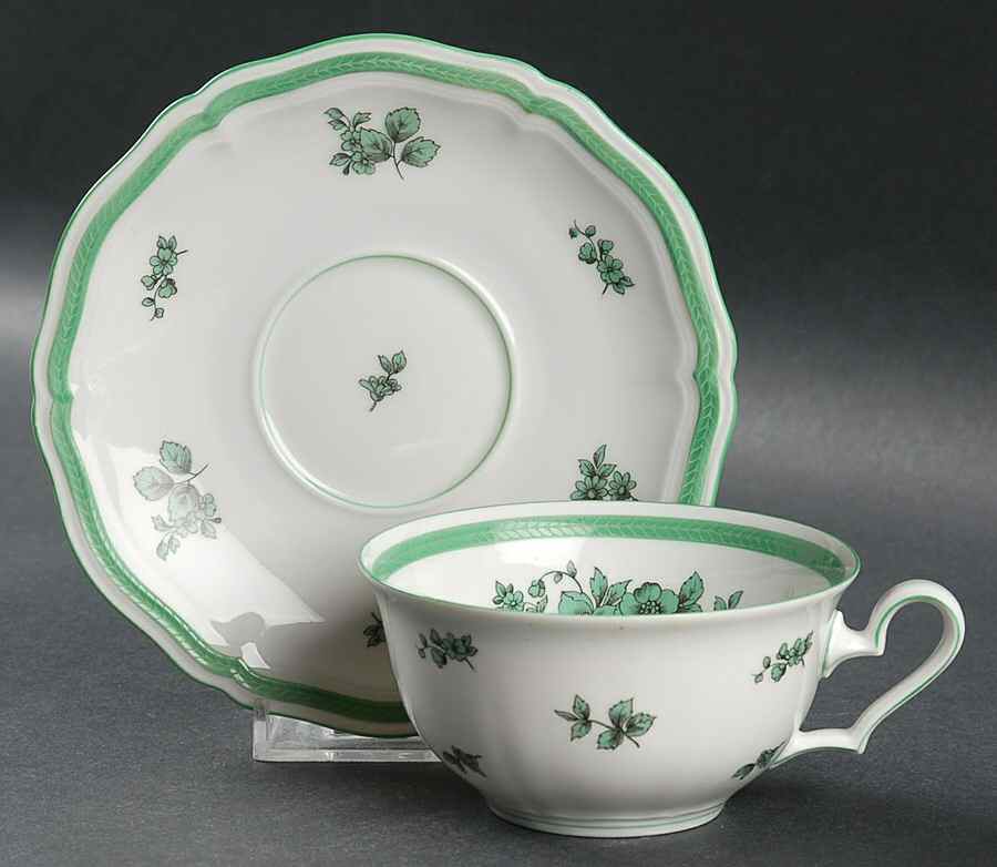 Green Bloom (Green Trim) Flat Cup & Saucer Set by Rosenthal - Continental-1
