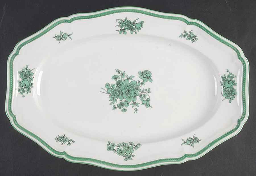 Green Bloom (Green Trim) 13" Oval Serving Platter by Rosenthal - Continental-1