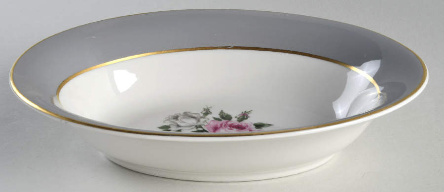 Countess Margaret Rose Gray (Gold Trim) 10" Oval Vegetable Bowl by Royal Jackson-1