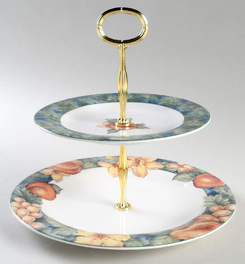 Georgia (Indonesia) 6 5/8"-10"  2 Tiered Serving Tray (Dp, Sp) HC by Royal Doulton-1