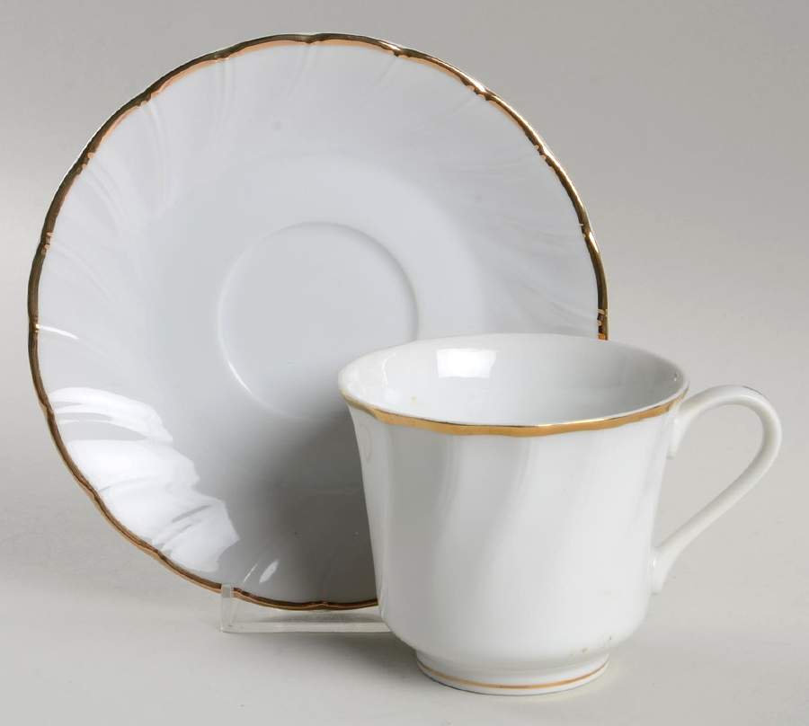 Fluted Gold Flat Cup & Saucer Set by Royal Limited-1