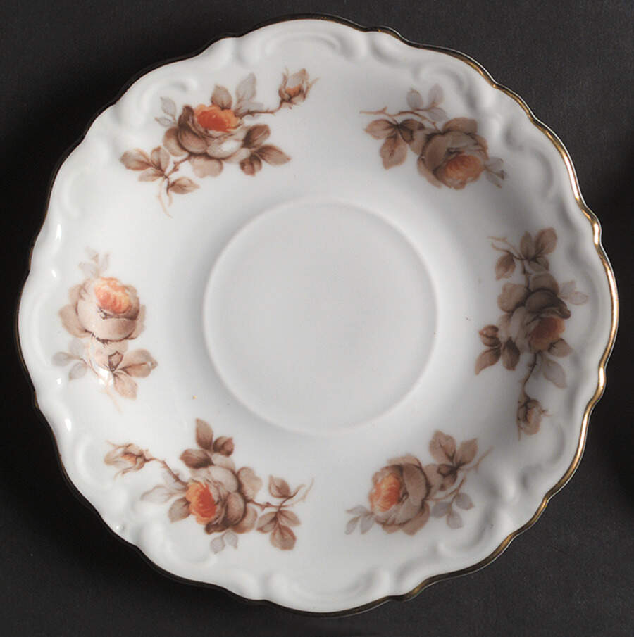 Brown Rose (Gold Trim) Saucer for Flat Cup by Royal Heidelberg-1