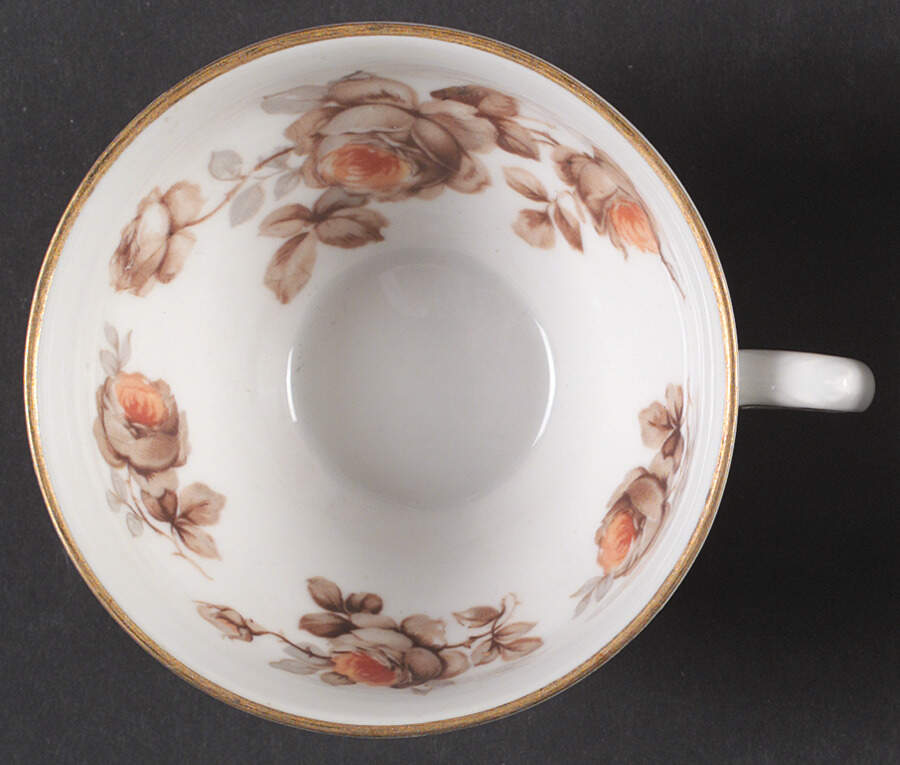 Brown Rose (Gold Trim) Flat Cup by Royal Heidelberg-1