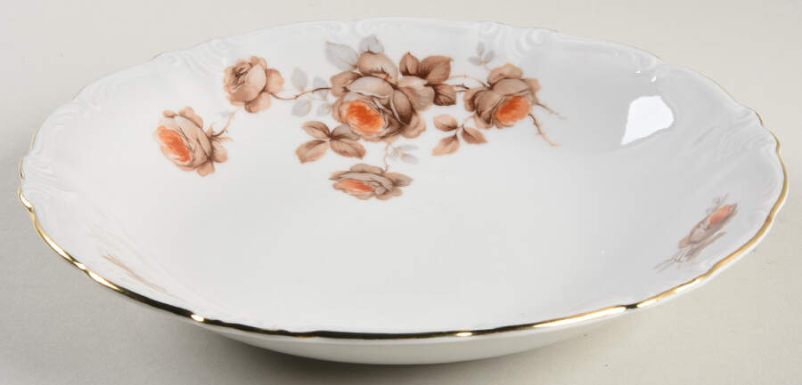 Brown Rose (Gold Trim) Rim Soup Bowl by Royal Heidelberg-1
