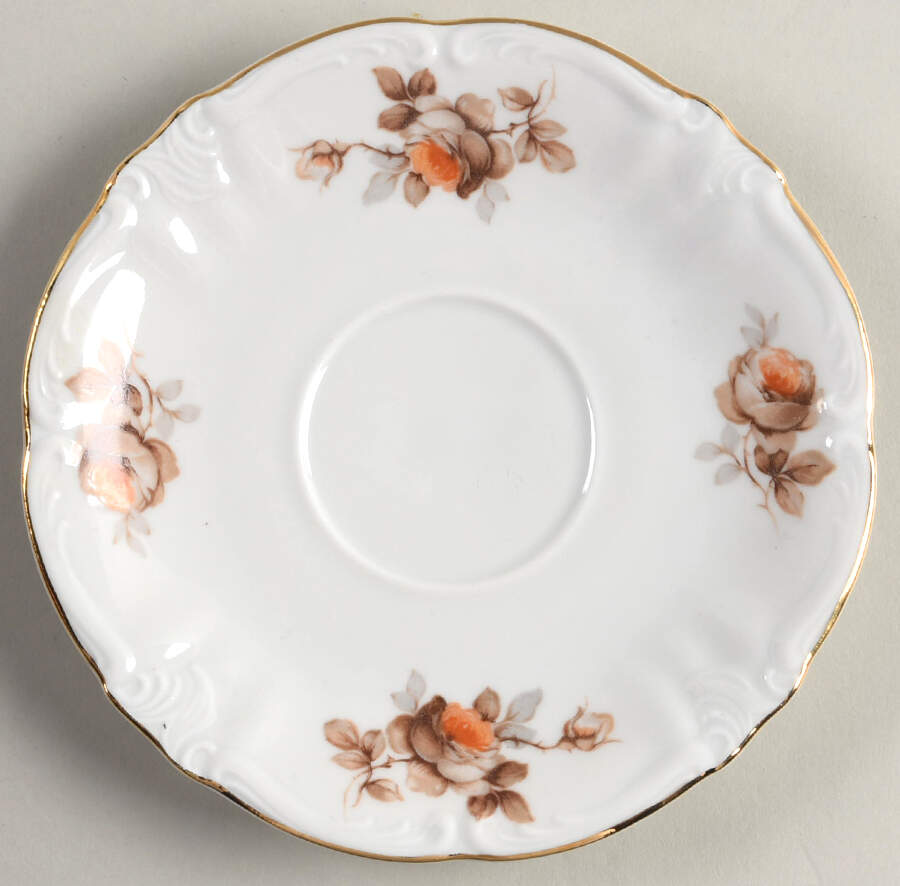 Brown Rose (Gold Trim) Saucer for Flat Cup by Royal Heidelberg-1