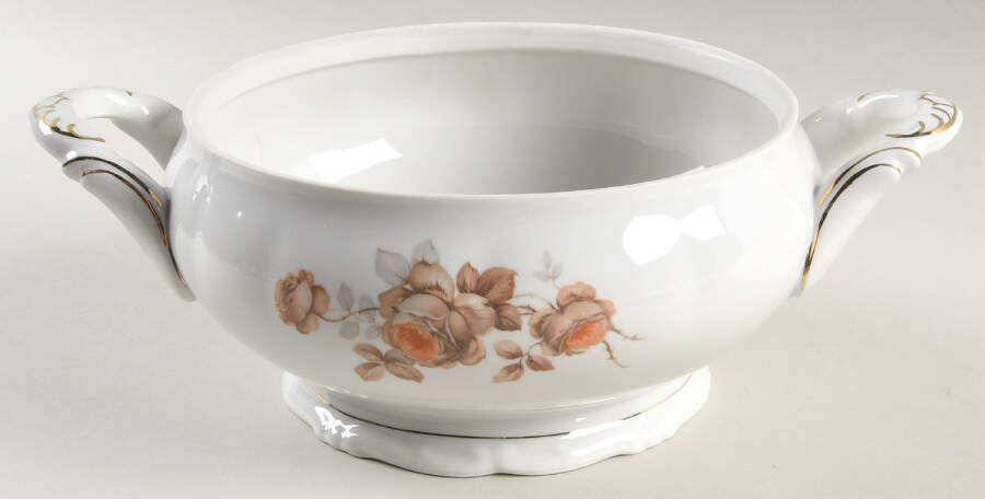 Brown Rose (Gold Trim) Round Vegetable No Lid by Royal Heidelberg-1