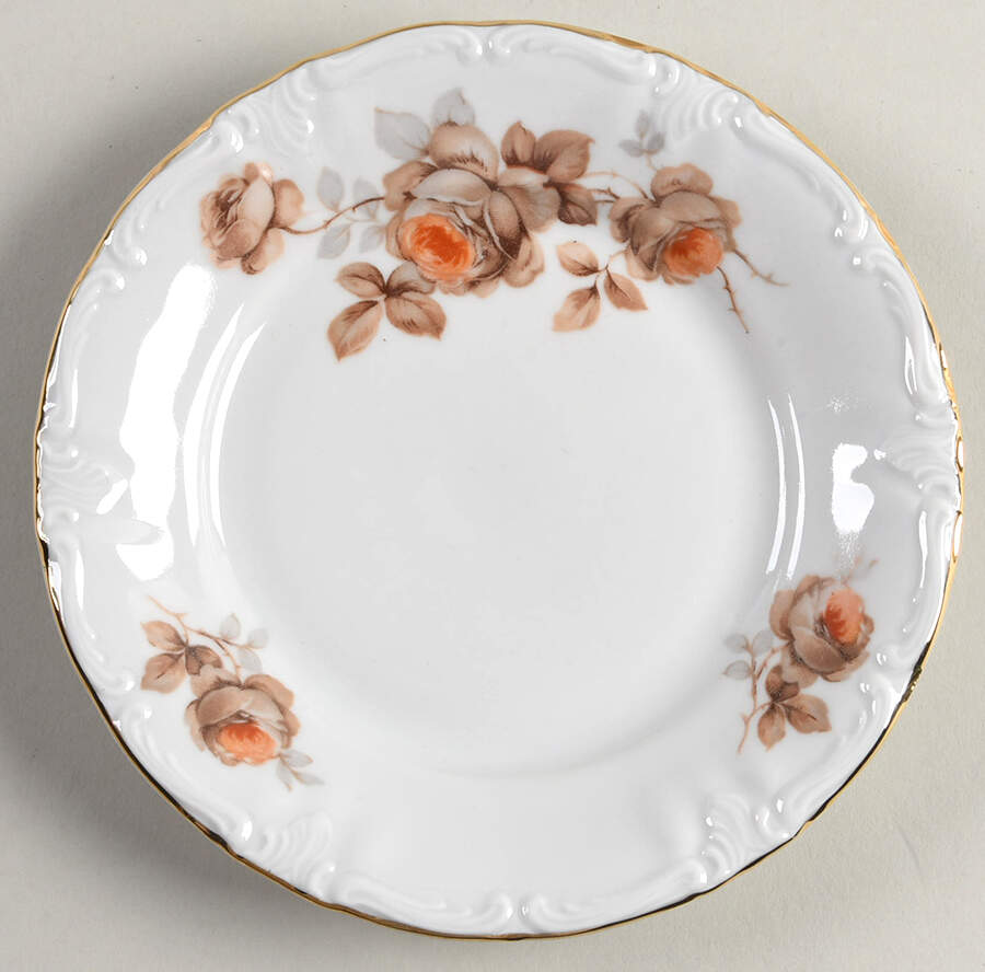 Brown Rose (Gold Trim) Bread & Butter Plate by Royal Heidelberg-1