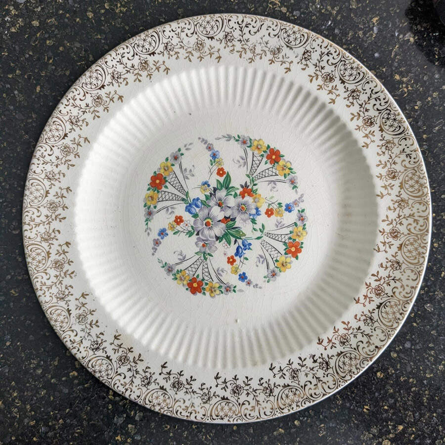 Floral Gold Luncheon Plate by Royal (USA)-1