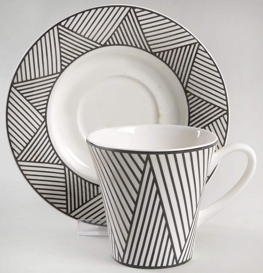 Jazz Black Flat Cup & Saucer Set by Royal Doulton-1