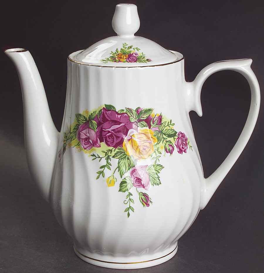English Rose Coffee Pot & Lid by Regent (China)-1