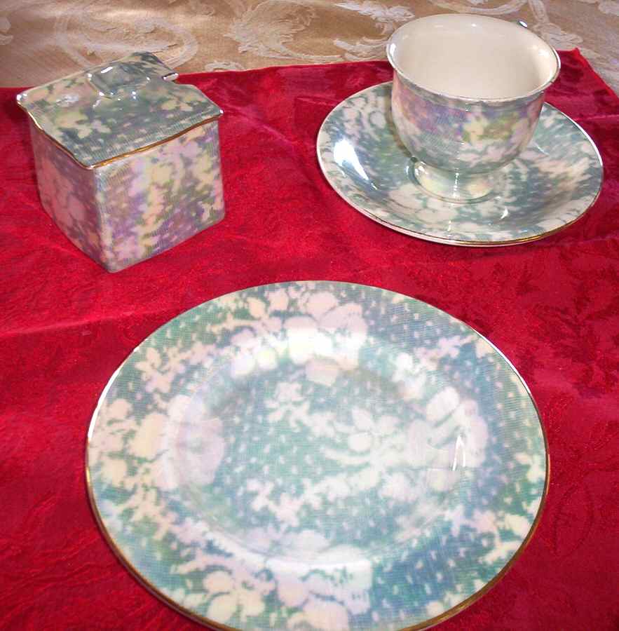 Brocade Blue (Iridescent) Footed Cup & Saucer Set by Royal Winton-1