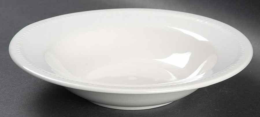 White Bead Rim Soup Bowl by Retroneu-1