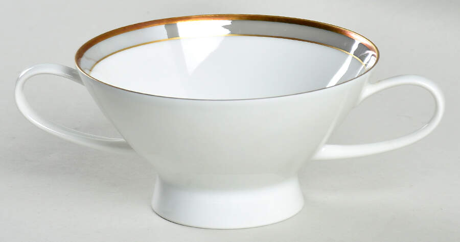 Gala Grey (Gold Trim, Linear) Footed Cream Soup Bowl by Rosenthal - Continental-1