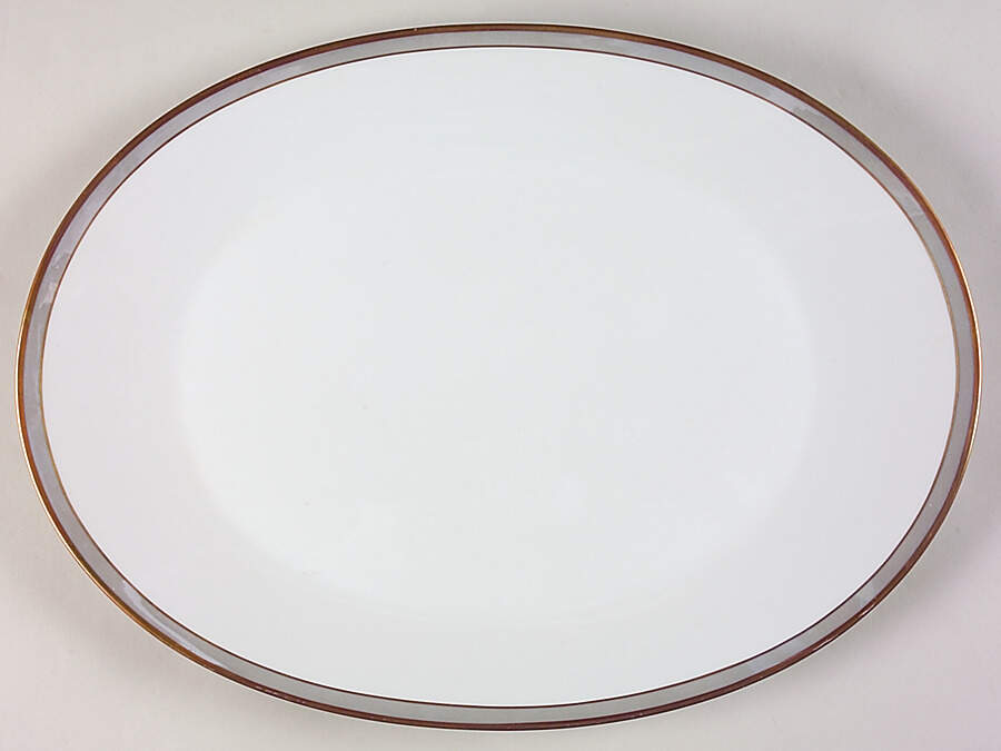 Gala Grey (Gold Trim, Linear) 15" Oval Serving Platter by Rosenthal - Continental-1