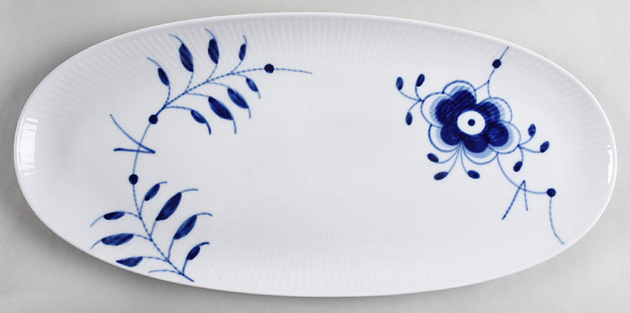 Mega Blue Fluted 14" Oval Tray by Royal Copenhagen-1