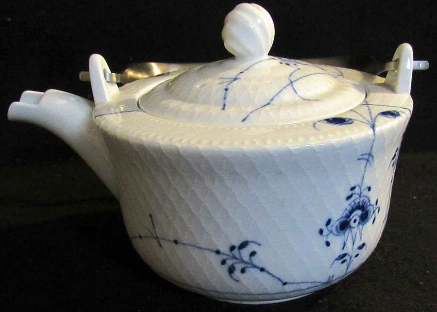 Mega Blue Fluted Teapot & Lid with Removable Top Handle by Royal Copenhagen-1