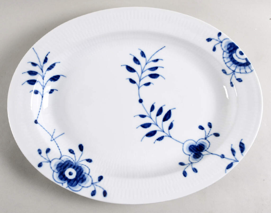 Mega Blue Fluted 14" Oval Serving Platter by Royal Copenhagen-1