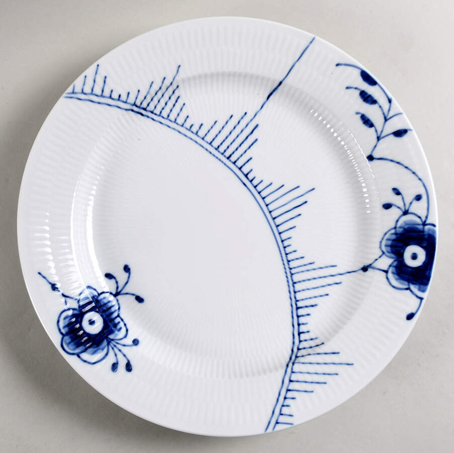 Mega Blue Fluted 13" Chop Plate (Round Platter) by Royal Copenhagen-1