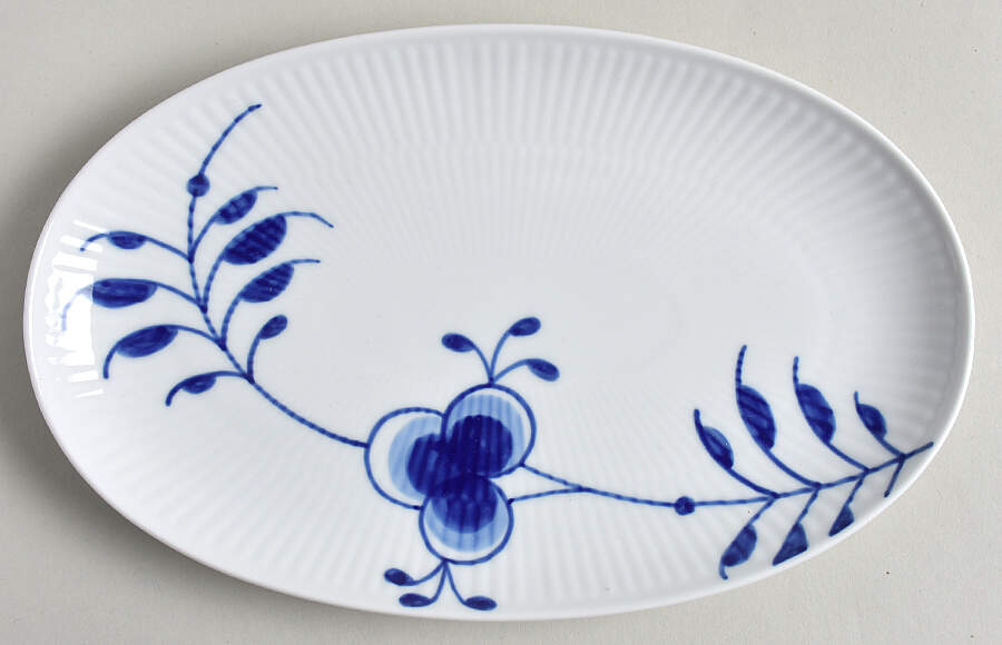 Mega Blue Fluted 9" Oval Dish by Royal Copenhagen-1