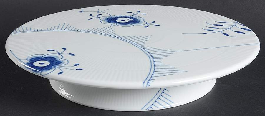 Mega Blue Fluted Low Footed Cake Plate by Royal Copenhagen-1