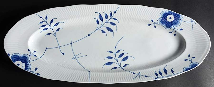 Mega Blue Fluted Fish Platter by Royal Copenhagen-1
