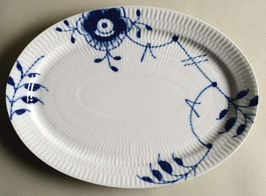 Mega Blue Fluted 11" Oval Plate by Royal Copenhagen-1