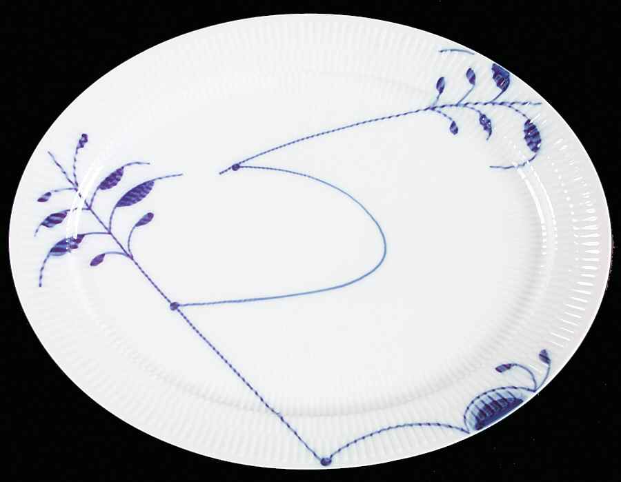 Mega Blue Fluted 13" Oval Serving Platter by Royal Copenhagen-1