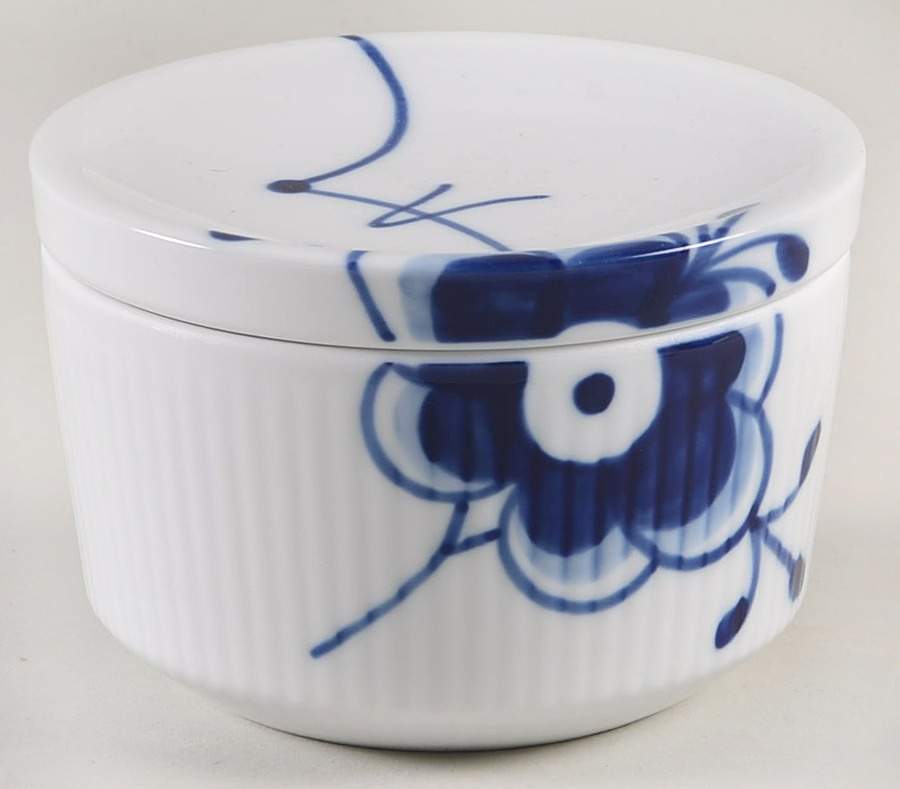 Mega Blue Fluted Sugar Bowl & Lid by Royal Copenhagen-1