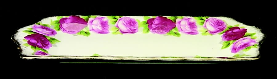 Old English Rose (Cream) Tray for Creamer & Sugar with Lid by Royal Albert-1