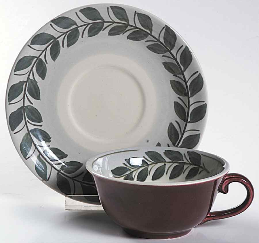 Ardennes Dubonnet (Red) Flat Cup & Saucer Set by Red Wing-1