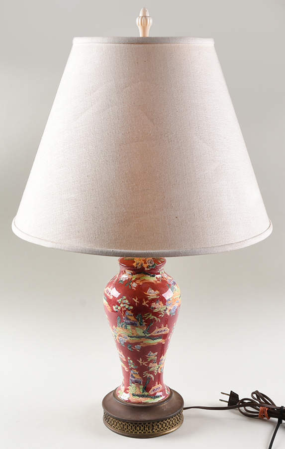 Pekin Burgundy 24" Electric Lamp & Shade by Royal Winton-1