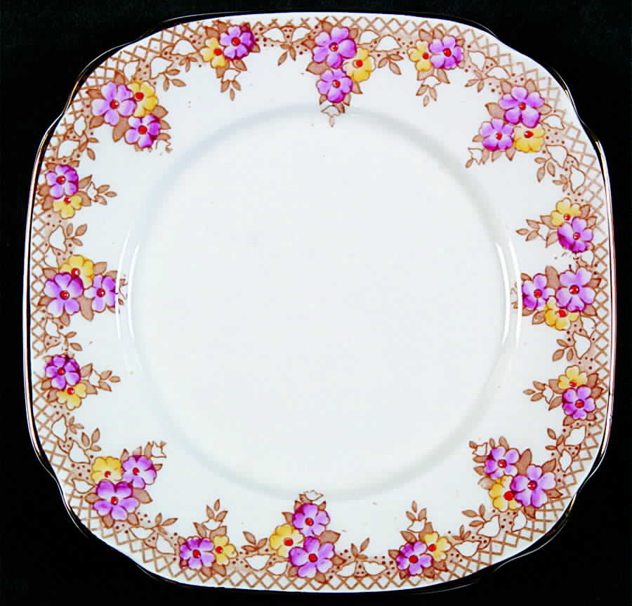 Trellis Pink Square Bread & Butter Plate by Royal Albert-1