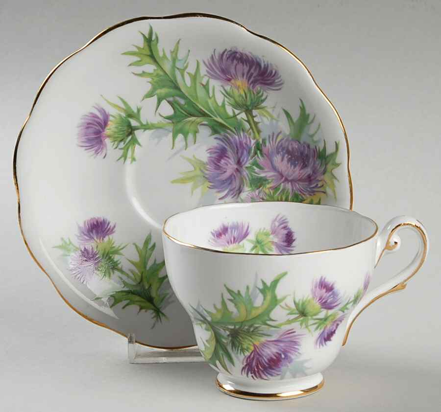 Scots Emblem Footed Cup & Saucer Set by Royal Standard-1