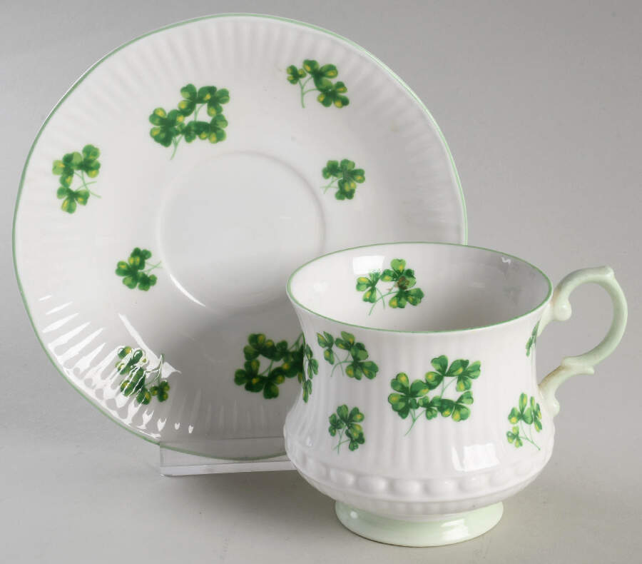 Shamrock (Eros Shape) Footed Cup & Saucer Set by Rosina-Queens-1