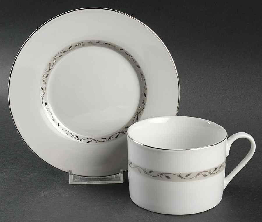 Vineyard Platinum Flat Cup & Saucer Set by Retroneu-1