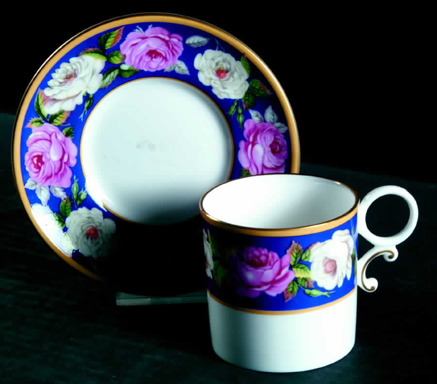 Chamberlain Roses Flat Cup & Saucer Set by Royal Worcester-1