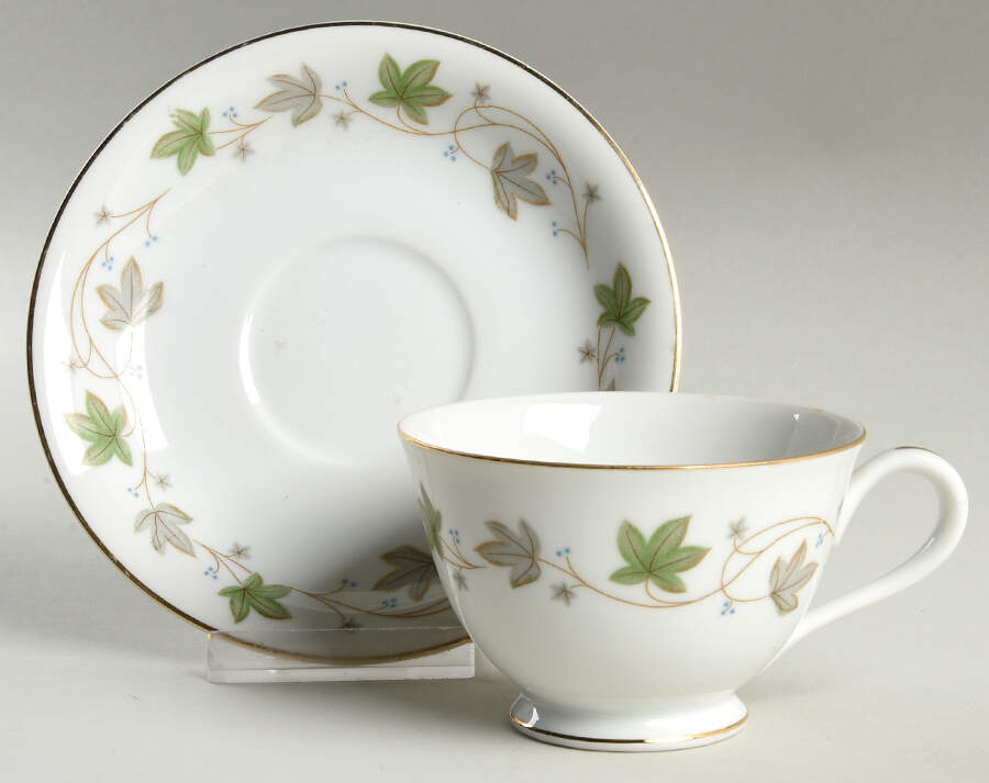 Ivy Lane Footed Cup & Saucer Set by Rose (Japan)-1
