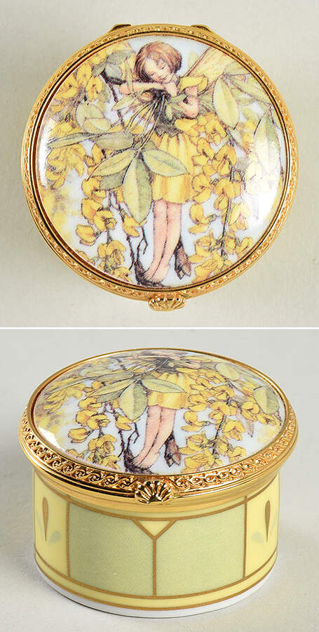 Flower Fairies 2" Round Enamel Box W/Hinged Lid by Royal Worcester-1