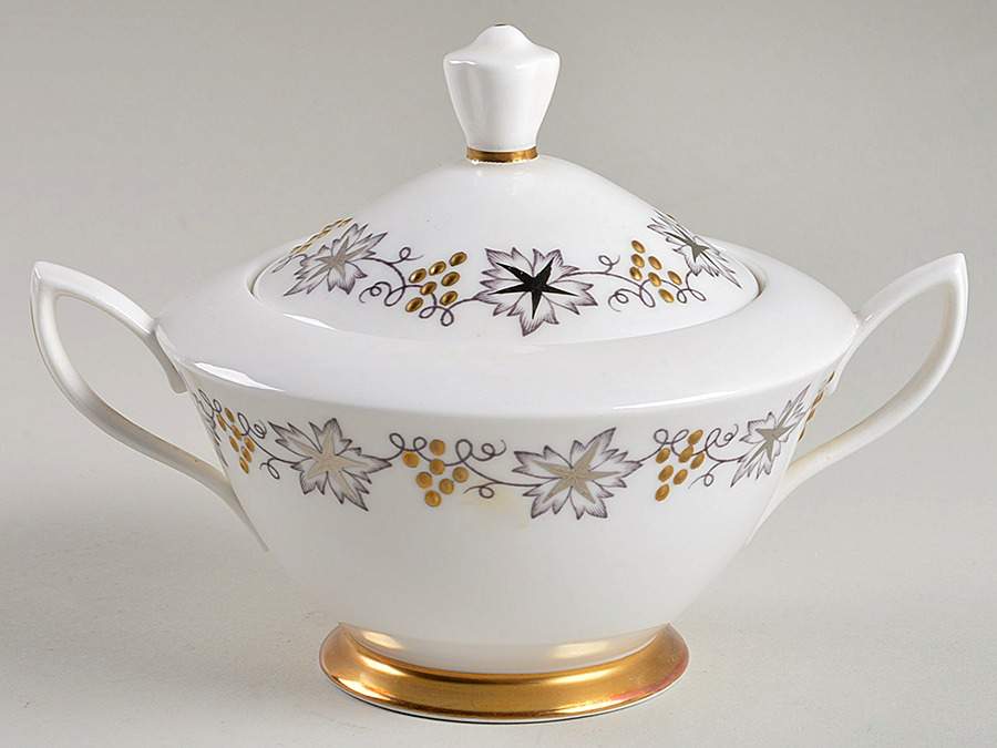 Gold and Silver Sugar Bowl & Lid by Royal Albert-1