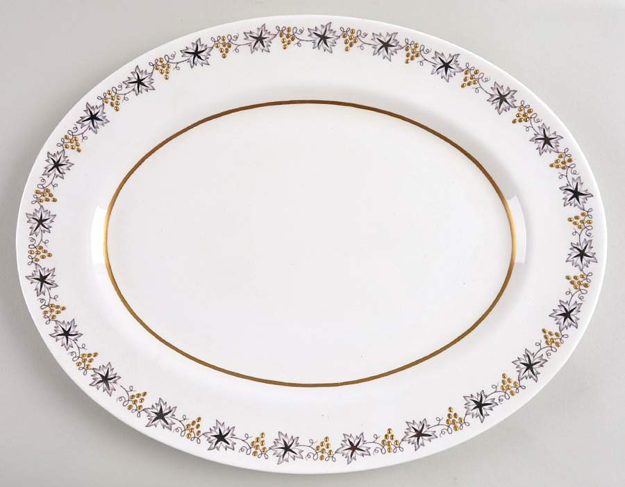 Gold and Silver 15" Oval Serving Platter by Royal Albert-1