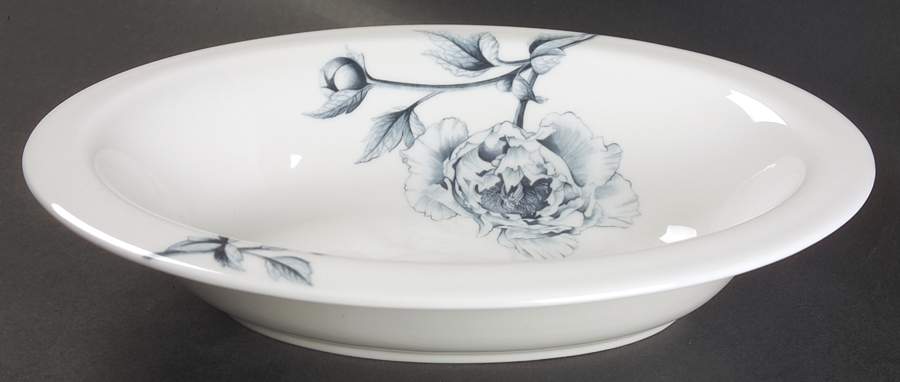 Blue Peony (Bone) 10" Oval Vegetable Bowl by Royal Worcester-1