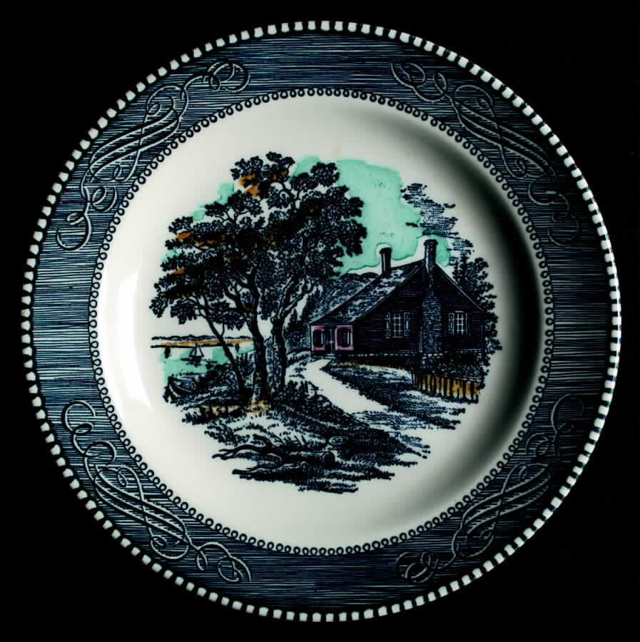 Currier and Ives Blue Multicolor Salad Plate by Royal (USA)-1