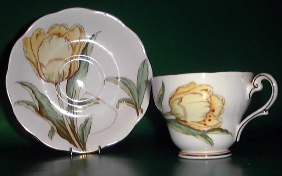 Fantasy (Yellow Tulip) Footed Cup & Saucer Set by Royal Standard-1