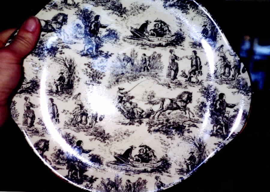 Village Life Black Handled Cake Plate by Royale Garden-1