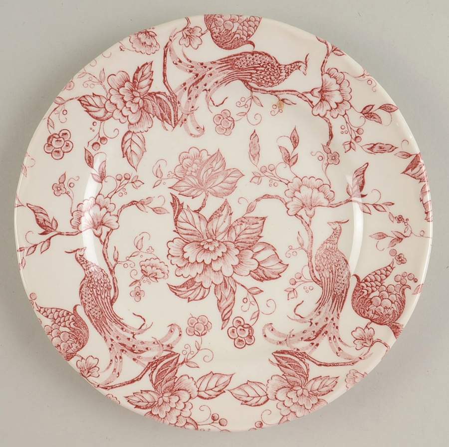 Exotic Bird Red (Rim, Scallop) Salad Plate by Ravensdale-1