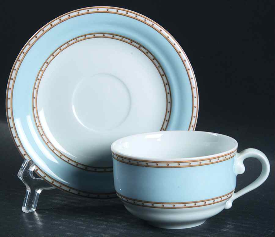 Liselund Light Blue Flat Cup & Saucer Set by Royal Copenhagen-1