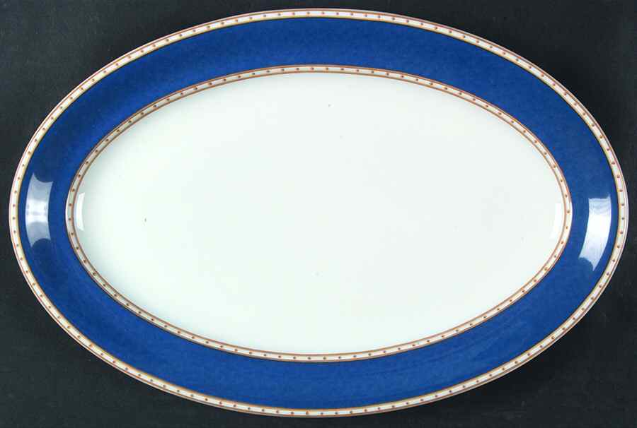 Liselund Dark Blue 13" Oval Serving Platter by Royal Copenhagen-1